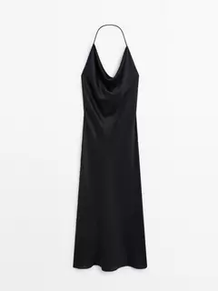 Satin halter midi dress offers at S$ 225 in Massimo Dutti