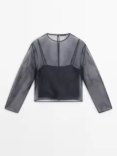 100% mulberry silk organza blouse offers at S$ 179 in Massimo Dutti