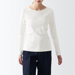 Women's Stretch ribbed Crew neck L/S T-shirt offers at S$ 19.9 in MUJI