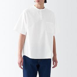 Woven henry neck T-Shirt offers at S$ 39 in MUJI