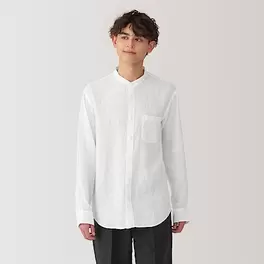 M's Linen washed stand collar L/S shirt(OS) offers at S$ 49 in MUJI