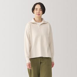 Women's Washable milano rib Half zip Sweater offers at S$ 39 in MUJI