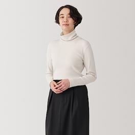 Women's Soy fiber blend ribbed Turtle neck L/S T-shirt offers at S$ 19.9 in MUJI