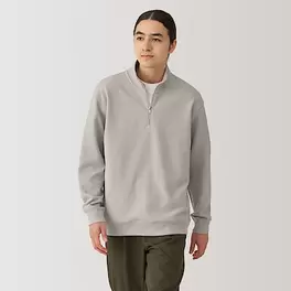 Men's Double knits milano rib half zip pullover offers at S$ 39.9 in MUJI